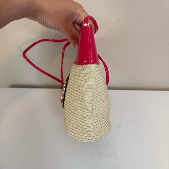 Coastal Starfish Beach Bag Pink Paper Straw Crossbody Purse Summer Resort Tote - Picture 6 of 8